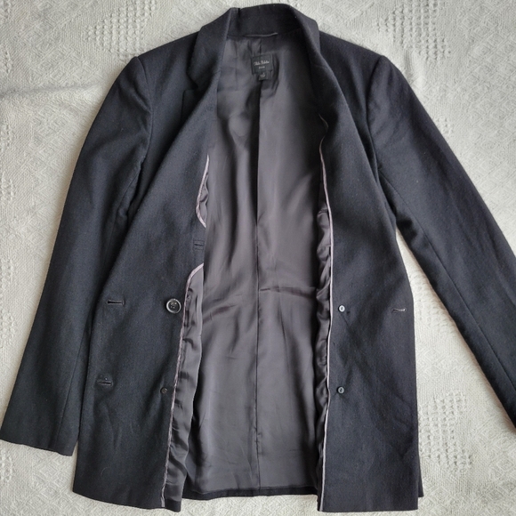 Aritzia Black Double Breasted Button Up Formal Business Textured Wool Blazer - Picture 5 of 12